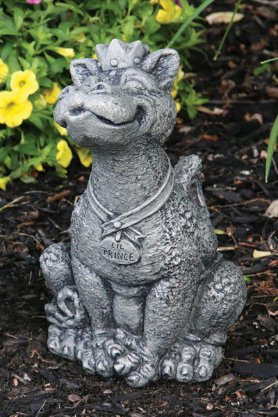 Little Dragon Prince Garden Statue Crown Cement Funny King